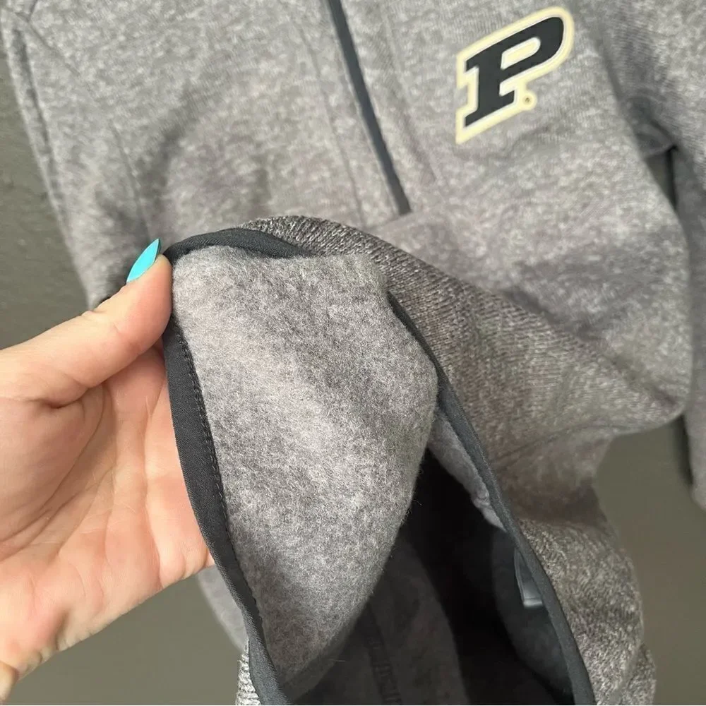 ANTIGUA PURDUE BOILERMAKERS MENS GREY FORTUNE LONG SLEEVE 1/4 ZIP PULLOVER